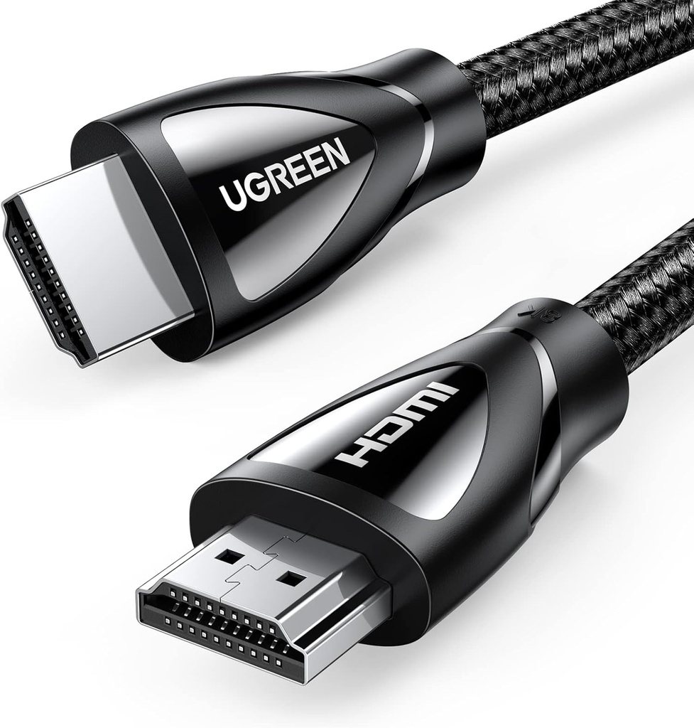 UGREEN 80401 - كابل HDMI 8K 2.1، سرعة فائقة 48 جيجابت في الثانية، كابل HDMI مضفر . يدعم 8K عند 60 هرتز، 4K عند 240 هرتز، HDR10 . الطول: 1 متر