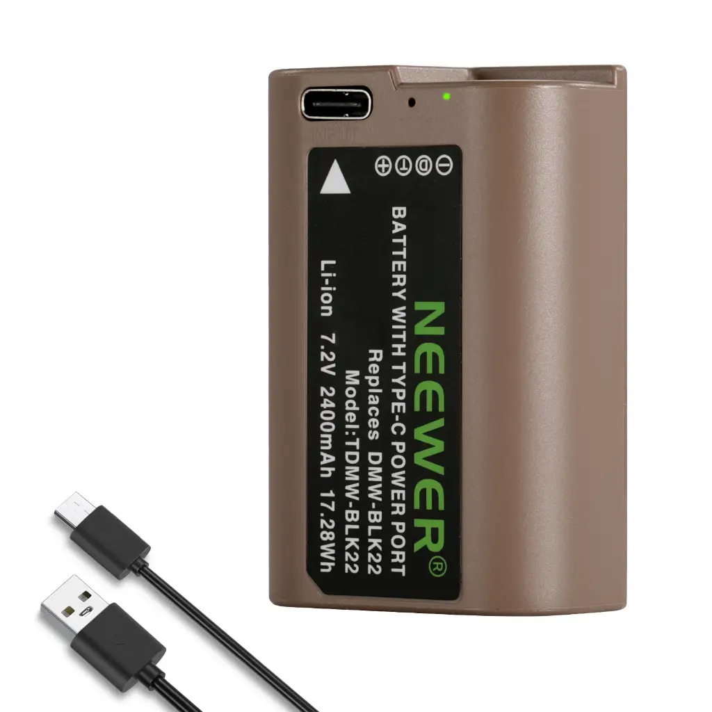 NEEWER TDMW-BLK22 2400mAh DMW-BLK22 Replacement Battery For Lumix Cameras 10103382