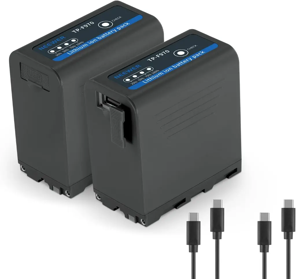 Neewer TP-F970 2Pcs Replacement Batteries 7800mAh Rechargeable NP-F970 Battery WITH TYPE-C (GREY) 10104059 