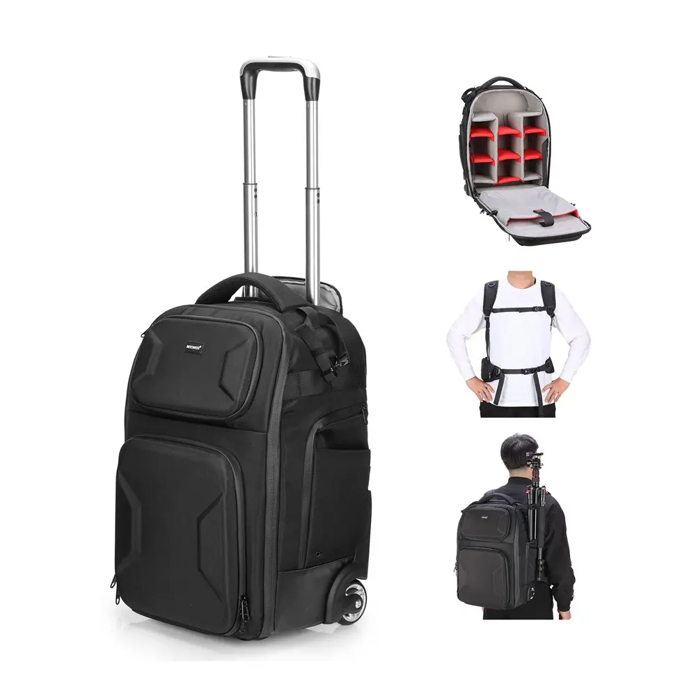 Neewer PB027 2-in-1 Carry-On Camera Roller Backpack with Pull Bar (10104796)