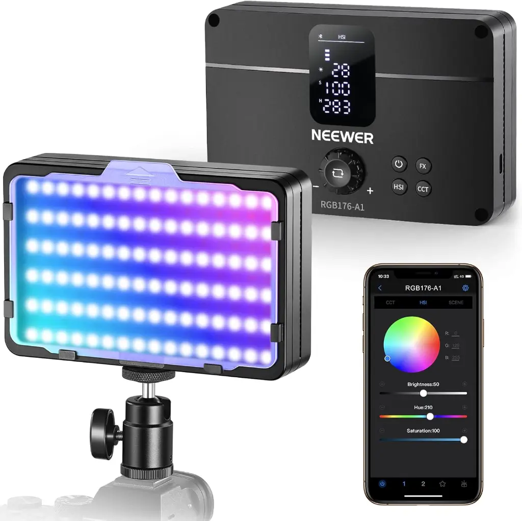 Neewer RGB176-A1 LED Video Light Panel with Onboard Controls and Built-in Battery (10106514)