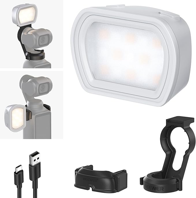 NEEWER M21 BASICS Magnetic Auxiliary Light Compatible with DJI OSMO Pocket 3 Gimbal Cam Creator Combo, 1.3W USB C 10105786