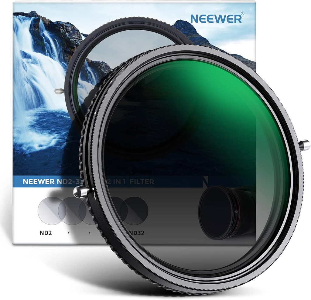 NEEWER NWSERIES S 2 in 1 67mm Variable ND Filter ND2–ND32&CPL Filter(Circular Polarising Filter) No X Cross/30 Layer Nano Coated/HD Optical Glass/Water Repellent/Scratch Resistant Polarizing Filter 10101185