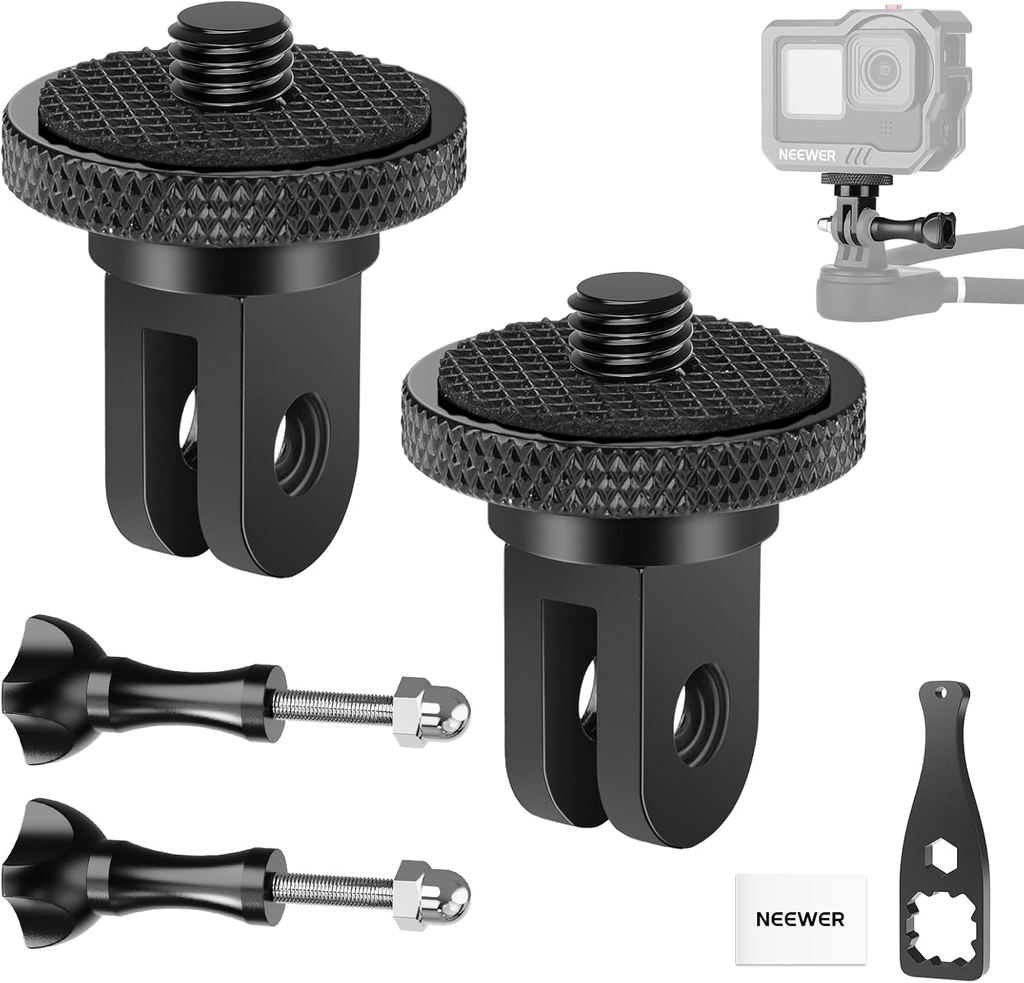 NEEWER GP-81 Action Camera Tripod Mount Adapter with 1/4 Inch-20 Screw, Aluminium Alloy Accessories, 10106405