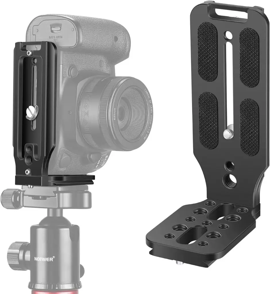 Neewer LB-NA1 Shaped Quick Shoe QR Plate Vertical Camera L-Shaped Bracket with 1/4 Inch Arca Swiss Screw Compatible with DJI Osmo Ronin Zhiyun Canon Nikon Sony DSLR Camera (Black) 101000344