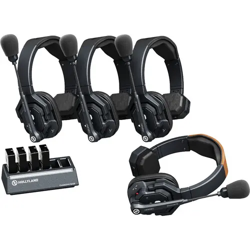 Hollyland Solidcom SE Global 4S Full-Duplex Wireless Intercom System, 4 Single-Ear Headsets (2.4 GHz)