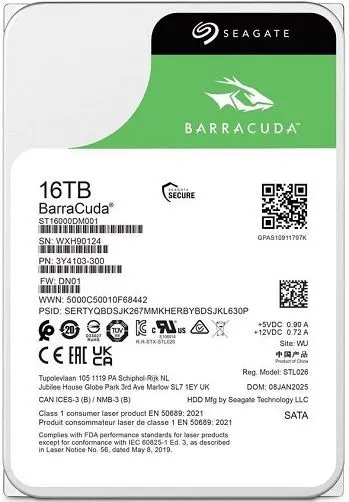 Seagate 16TB BarraCuda Internal HDD SATA 3.5 Inch