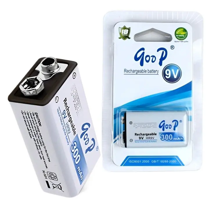 Goop 9V Rechargeable Battery Hr9V For Guitars,Mobile Phone ,Camera ,Remote,Cd Player,Toys- 9 Volts Rechargeable Battery