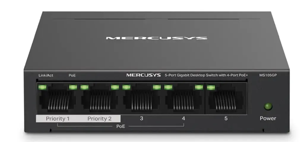 MERCUSYS MS105GP 5-Port Gigabit Desktop Switch with 4-Port PoE+