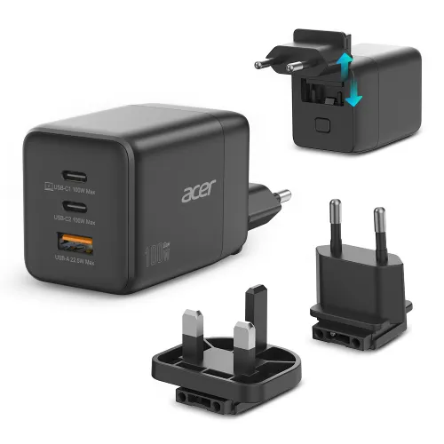 Acer 100W GaN Charger with Detachable Cable