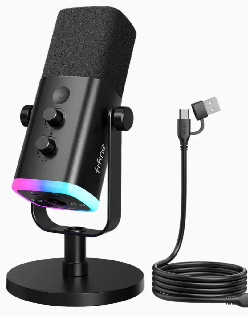 FIFINE AmpliGame AM8 USB/XLR Dynamic Microphone with RGB
