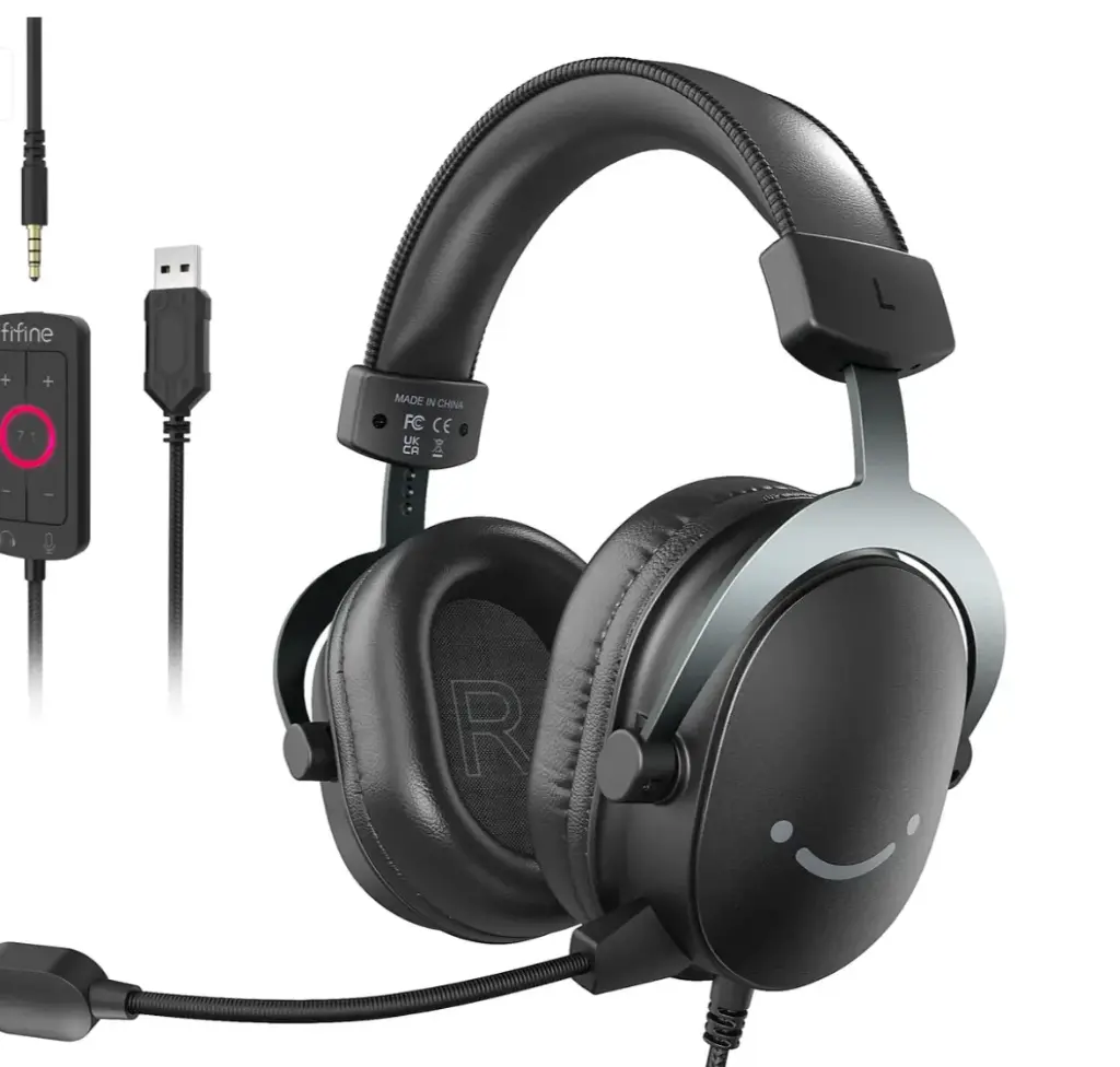 FIFINE AmpliGame H9 Wired Gaming Headset, USB and 3.5mm, 7.1 Surround with Detachable Microphone
