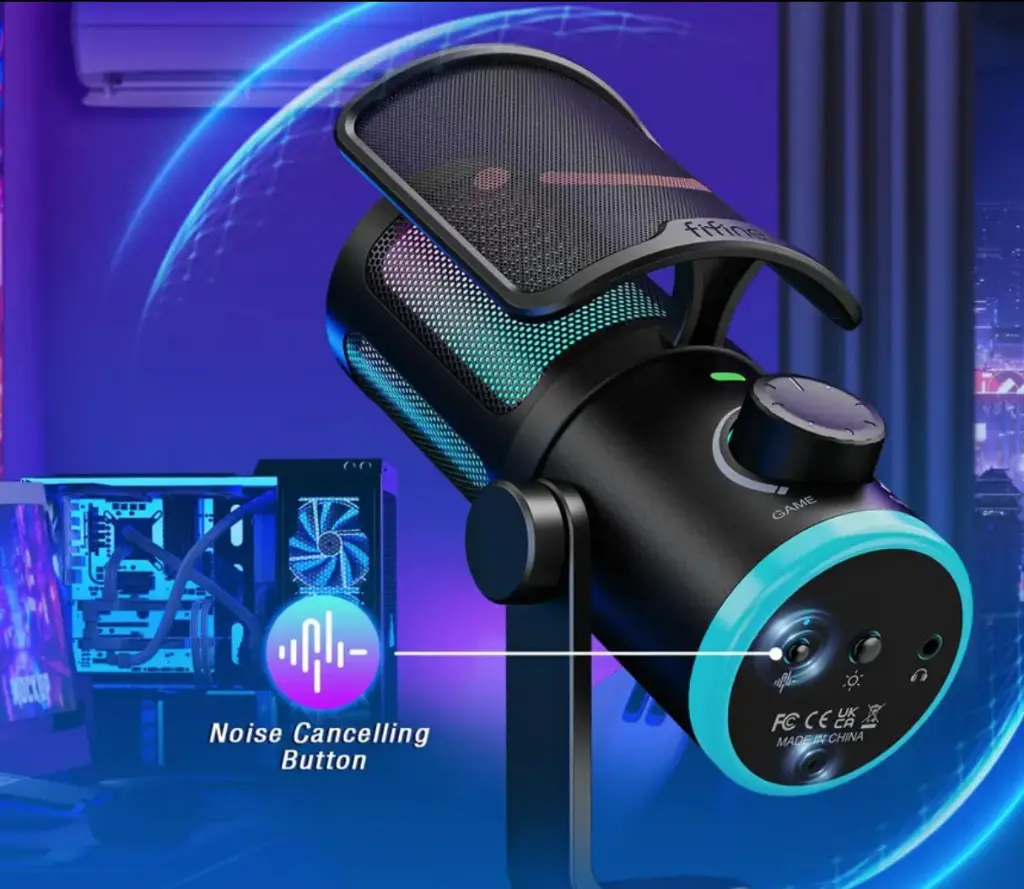 FIFINE AmpliGame AM6 USB Condenser Microphone with RGB