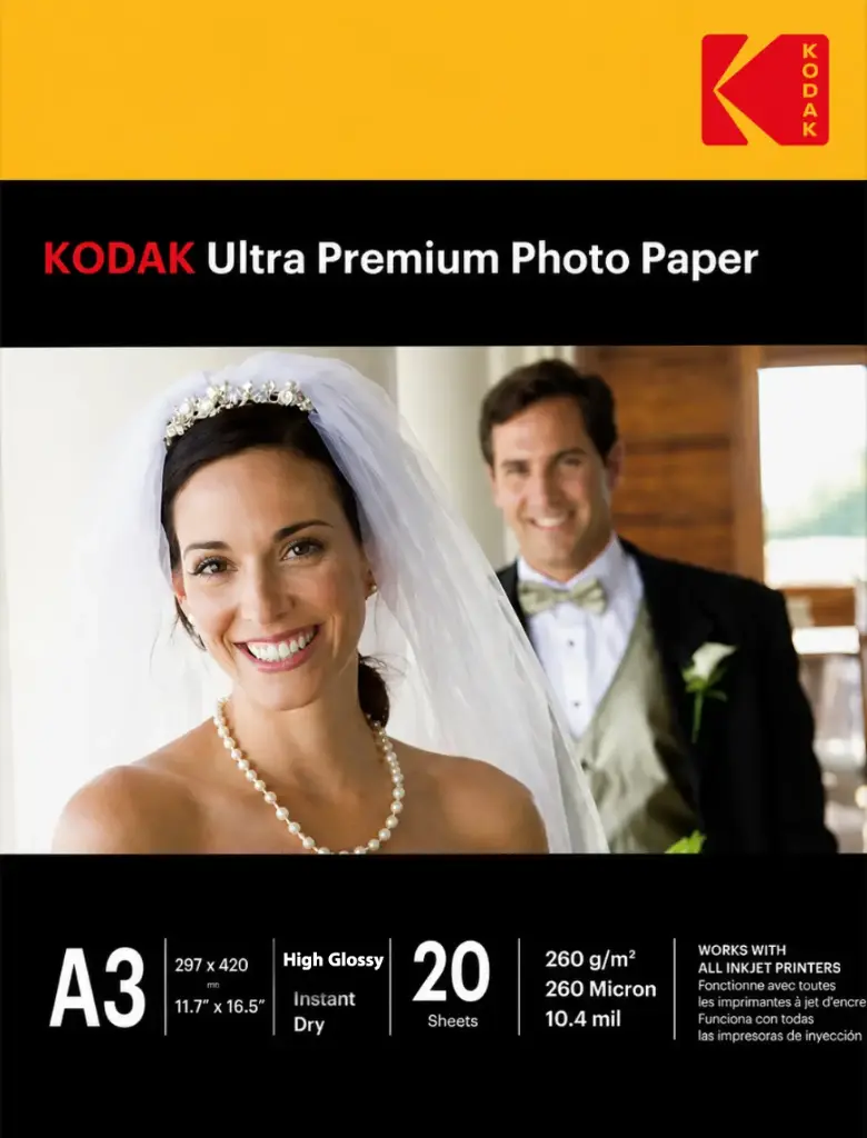 Kodak Ultra Premium Glossy Photo Paper A3 260 gsm — 20 Sheets