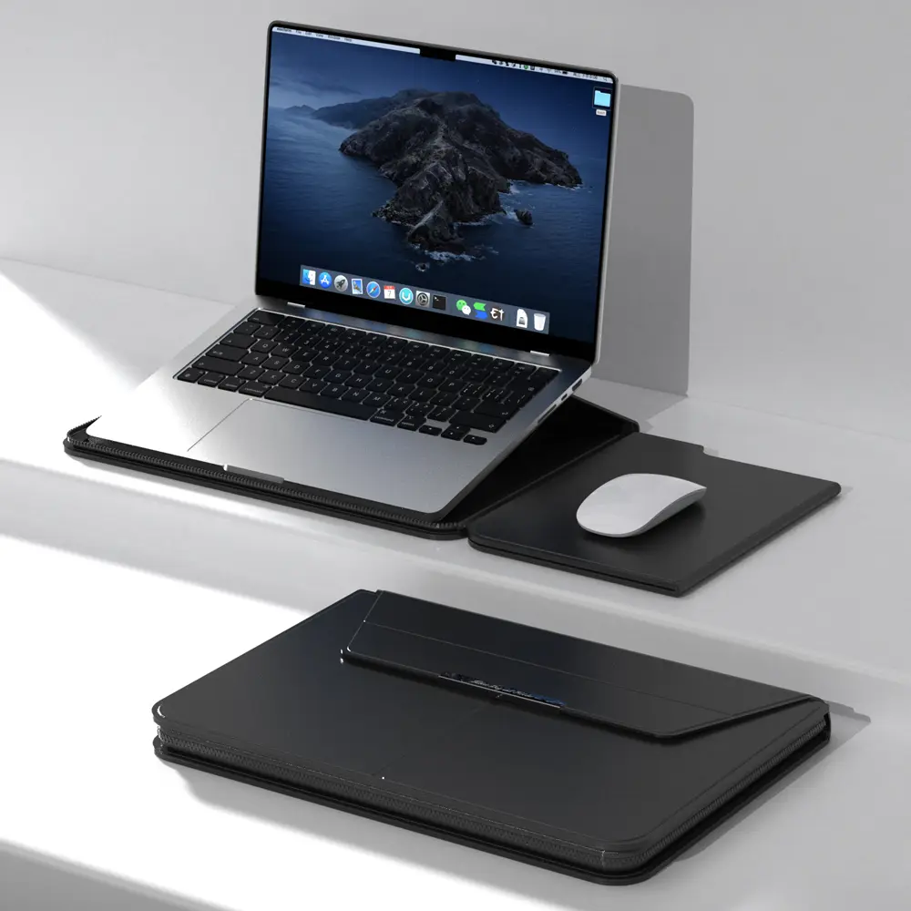3-in-1 Laptop Bag with Folding Stand and Mouse Pad LP-FLK - Black