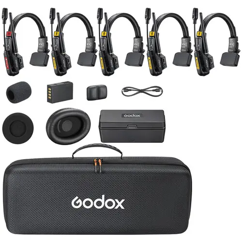 Godox SkyTalk Air 5S 5-Person Full-Duplex Wireless Intercom Headset System (2.4GHz)