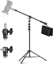 NEEWER Air Cushioned Aluminum Light Stand, 3m Adjustable Photography Stand with Boom Arm 90100462