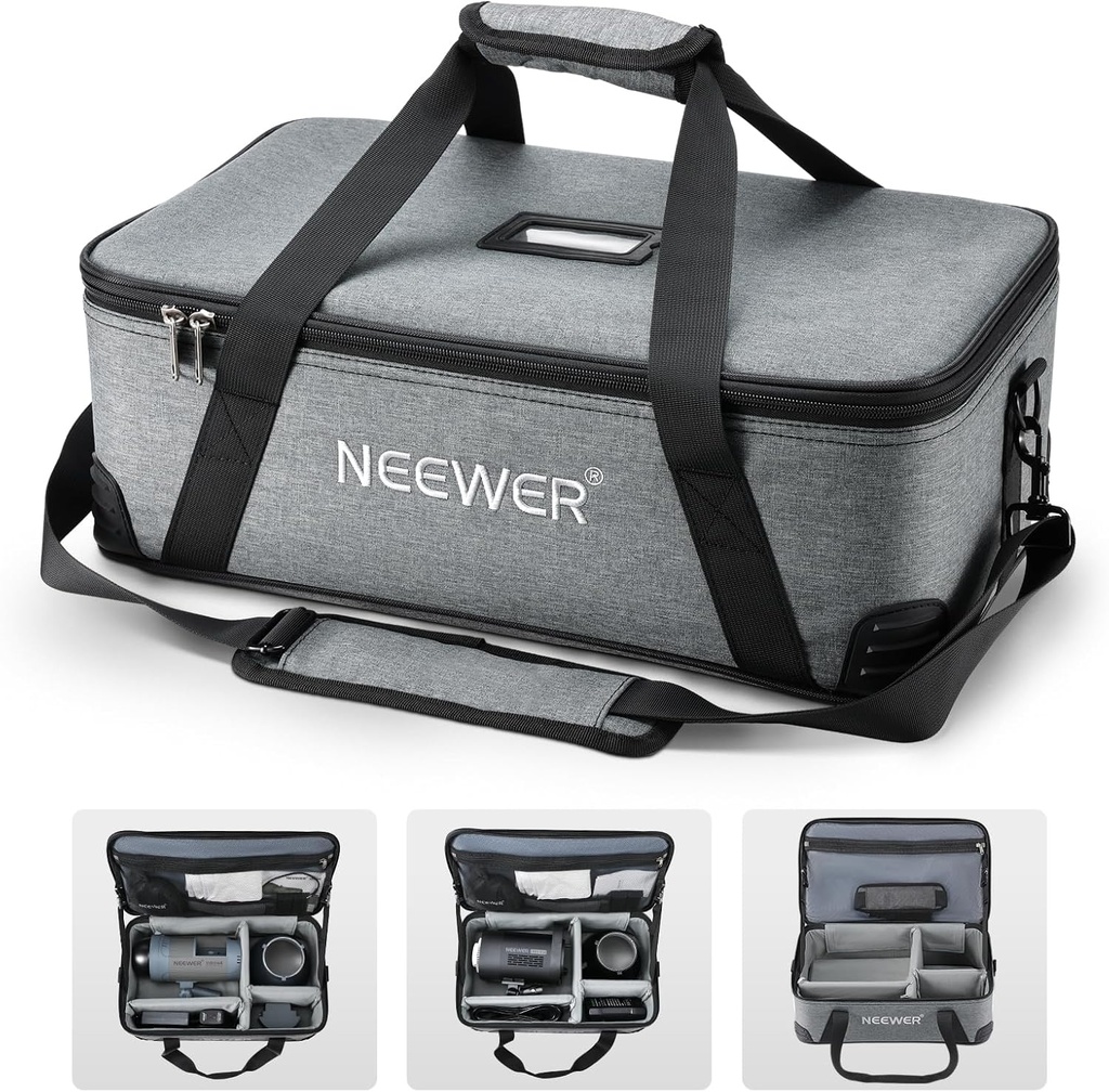 NEEWER Carrying Bag with Movable Foam Padded for Studio Light Durable Oxford Cloth Transit Bag Travel Case with Shoulder Strap & Handle, PB5 10102270