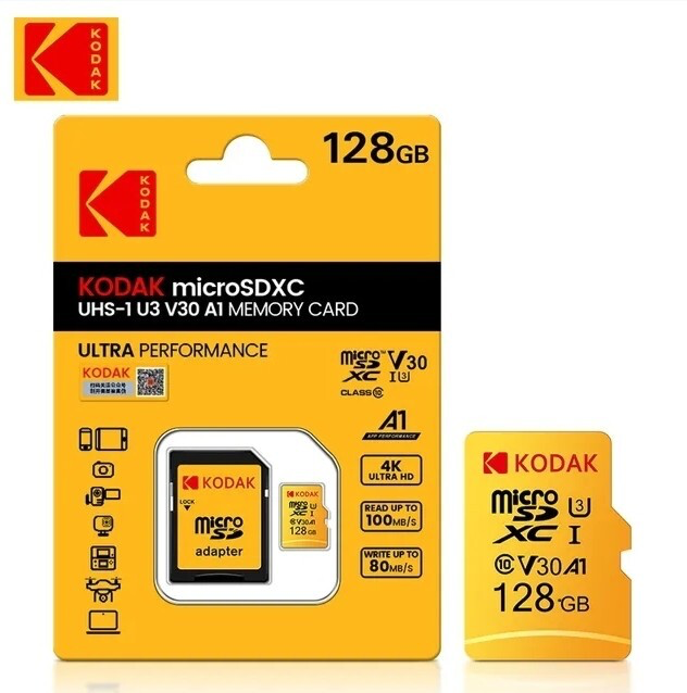 KODAK Original Micro SD Card 32GB UHS-I U3 A1 V30 High Speed Memory Card with Adapter