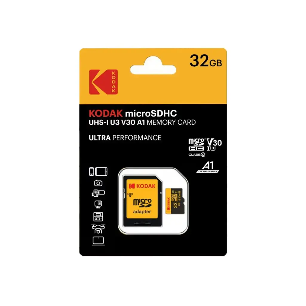 KODAK Original Micro SD Card 32GB UHS-I U3 A1 V30 High Speed Memory Card with Adapter