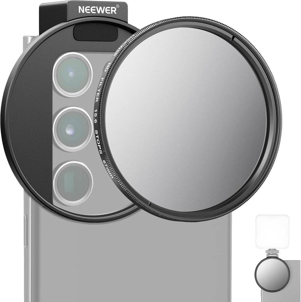 Neewer Clip-On 67mm ND Phone Filter Kit with Optical Glass and Polymer Safety Filter Film (10104079)
