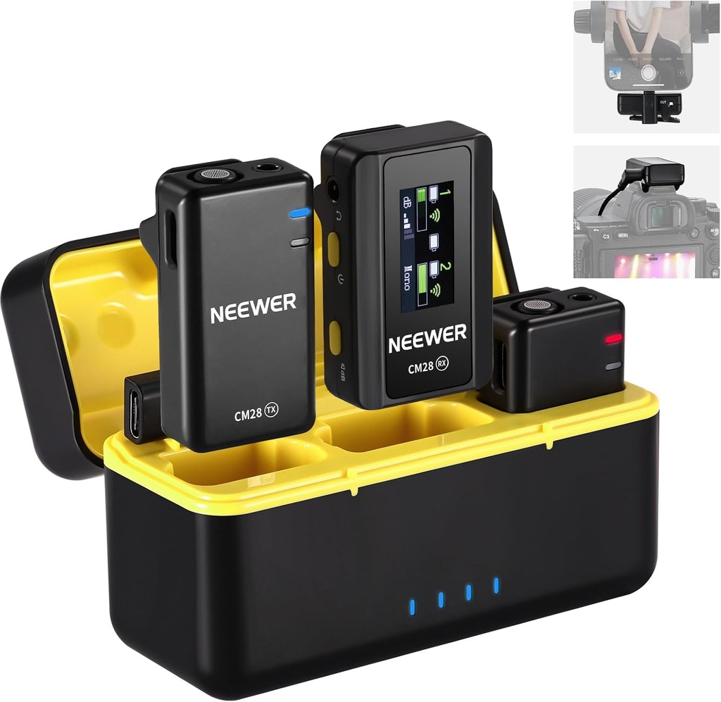 NEEWER CM28 Wireless Lavalier Lapel Microphone with Charging Case 21000061 Wireless Lav Mic