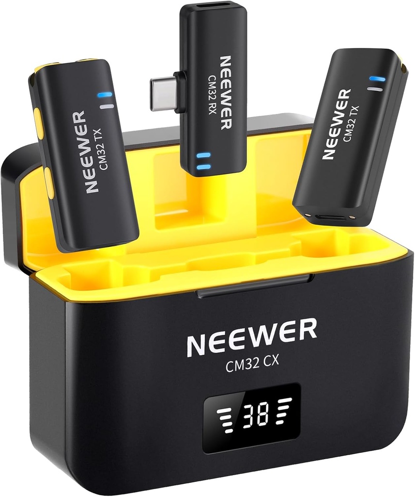 NEEWER CM32 Wireless Lavalier Microphone Set for USB C Phone, Dual Omnidirectional Condenser Lapel Mics, Noise Canceling 21000077