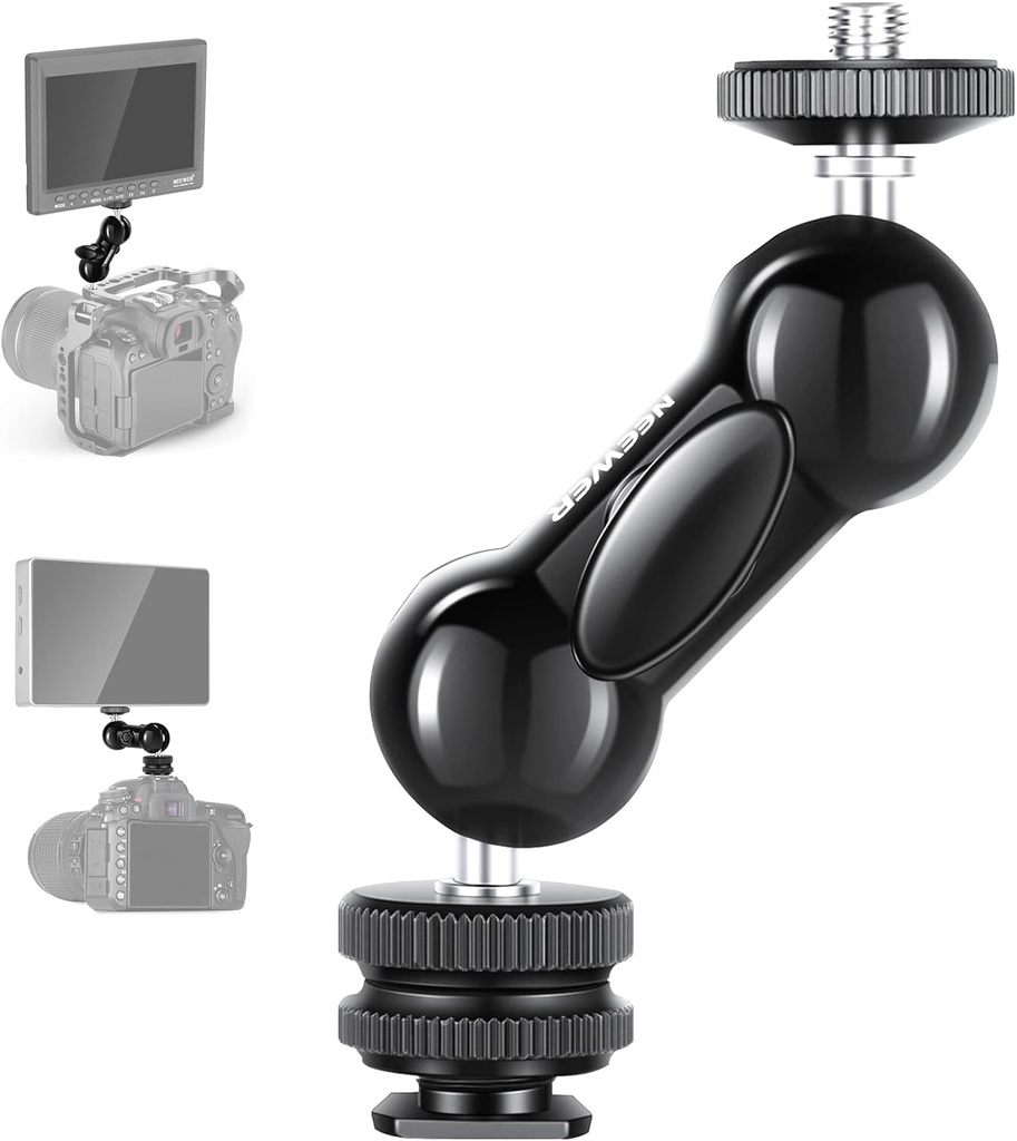 Neewer Multi-Function Double Ball Head with Cold Shoe Mount and 1/4in Screw (10099612)
