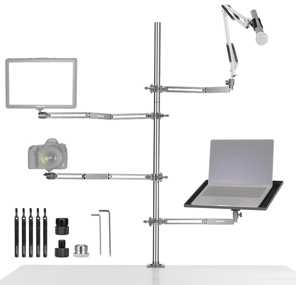 Neewer DS002 Overhead Camera Rig with Table Mount and Live Broadcast Arm Stand (10102962)