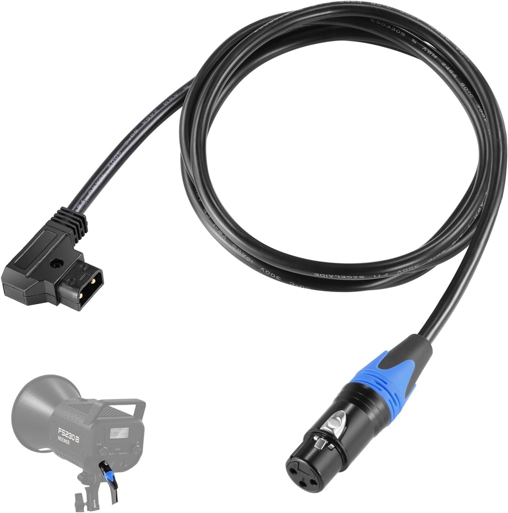 Neewer D-Tap Male to 3-Pin XLR Female Power Cable, 1.8m (10103377)