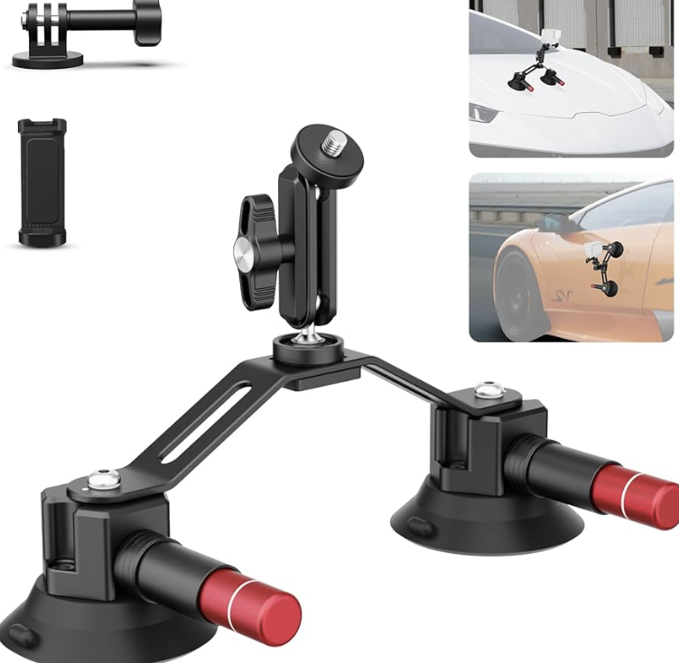 Neewer Dual Suction Cup Car Mount Kit with 360 Degree Ball Head and Magic Arm (10104011)