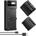 Neewer Fast Charger Dual USB with 2-Pack 6600mAh Replacement NP-F970 Batteries