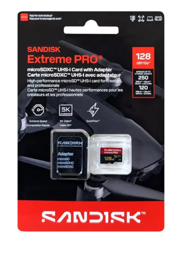 SANDISK Extreme PRO microSD™ UHS-I Card - 128GB  250mb speed
