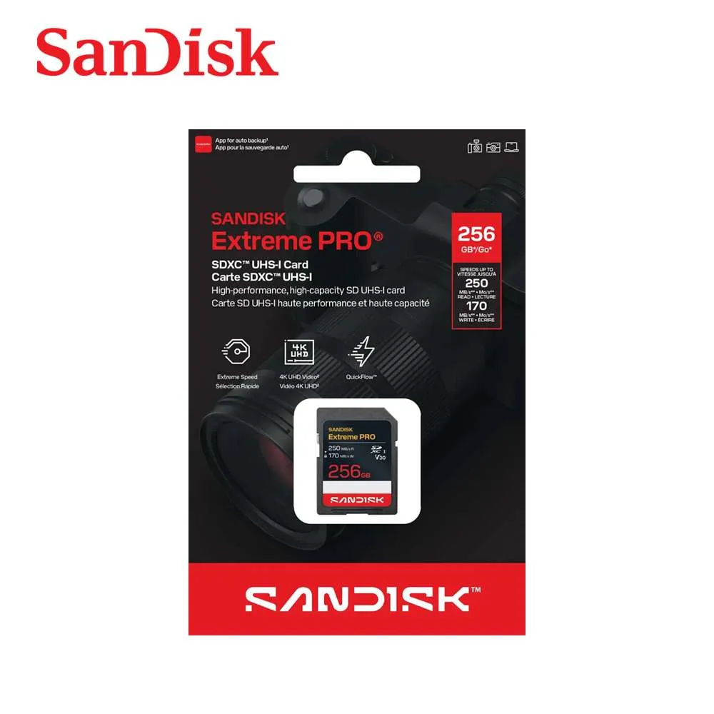 SanDisk Extreme PRO 256GB Speed UP 250 MB/s 