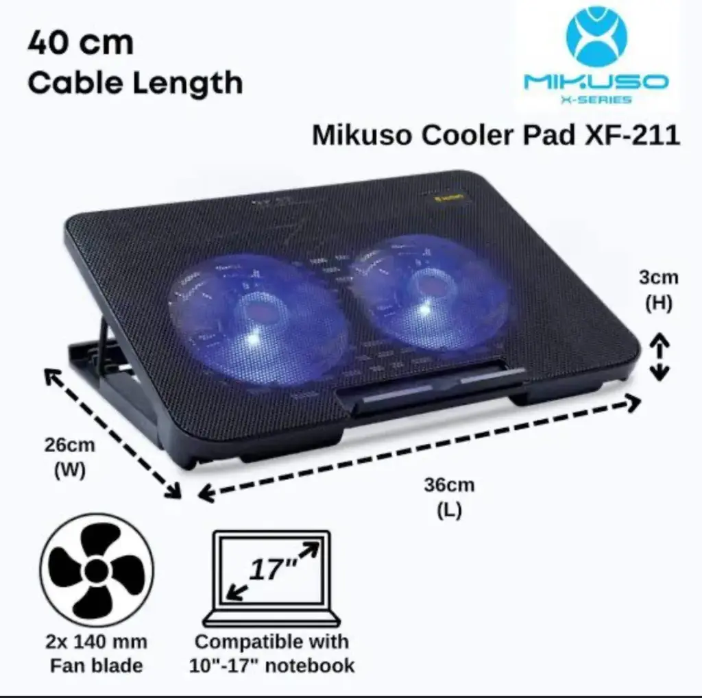 LAPTOP COOLER PAD 2FAN MIKUSO NCP 211 