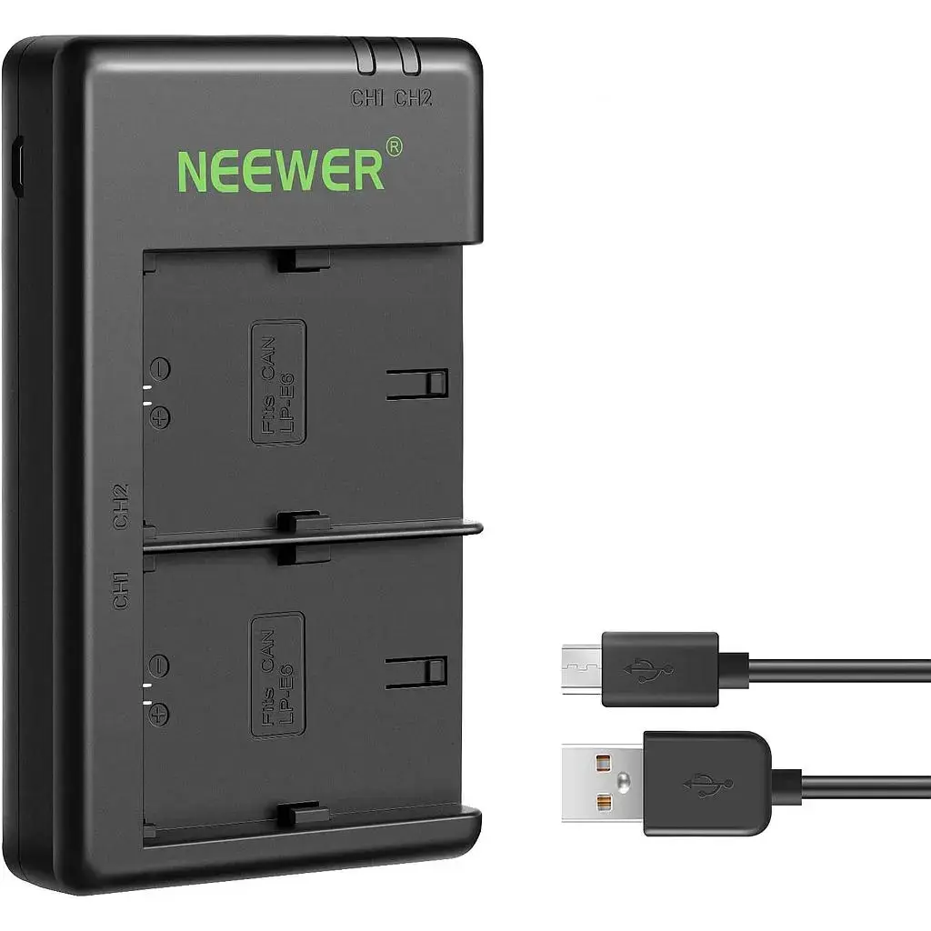 Neewer LP-E6NH Replacement Battery Dual Charger with USB-C Cable (Canon)