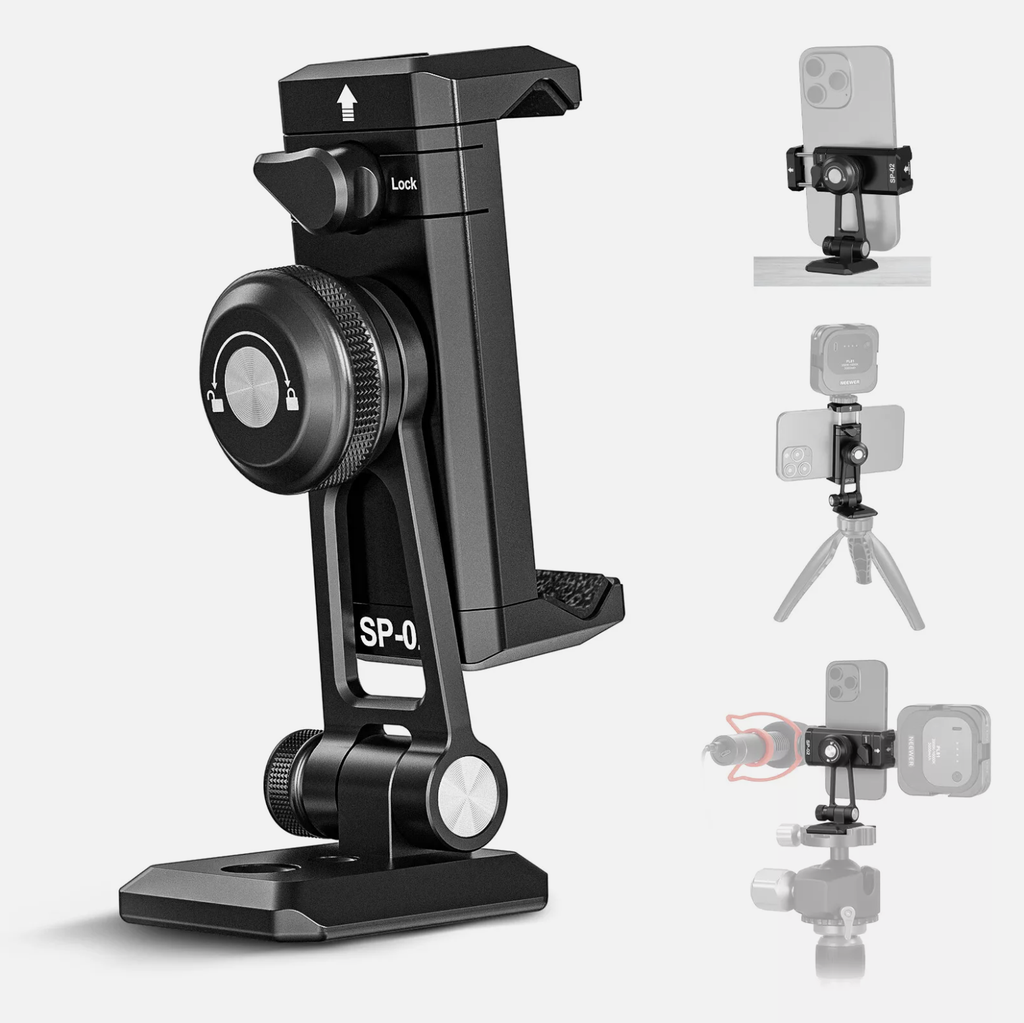 NEEWER Metal Phone Tripod Mount Adapter&Arca QR Base for Mobile 10103410