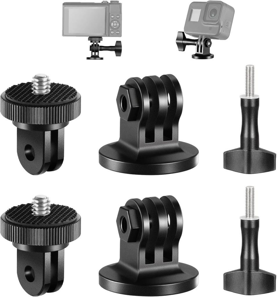 Neewer Metal Tripod Mount Adapter with Thumbscrew for Action Cameras - 2 Pack, 1/4" Thread