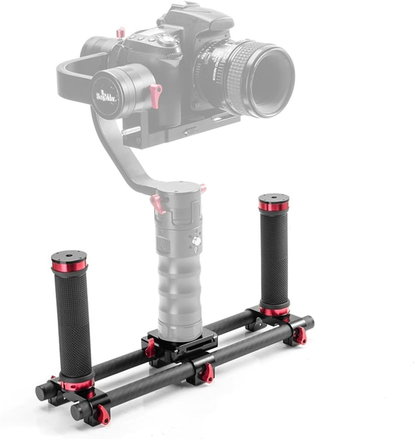 Beholder D2 Carbon Fiber Dual Handle Grip with Arch Rectangular Plate and Pergear Magic Stickers for Beholder D2 BQR-01 