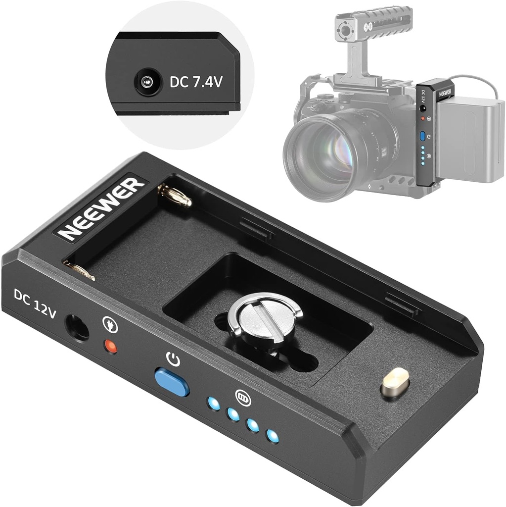 لوحة محول بطارية NEEWER NP-F لكاميرات DSLR وكاميرات mirrorless، مزودة بمؤشرات طاقة LED (رقم الموديل: 10101620).