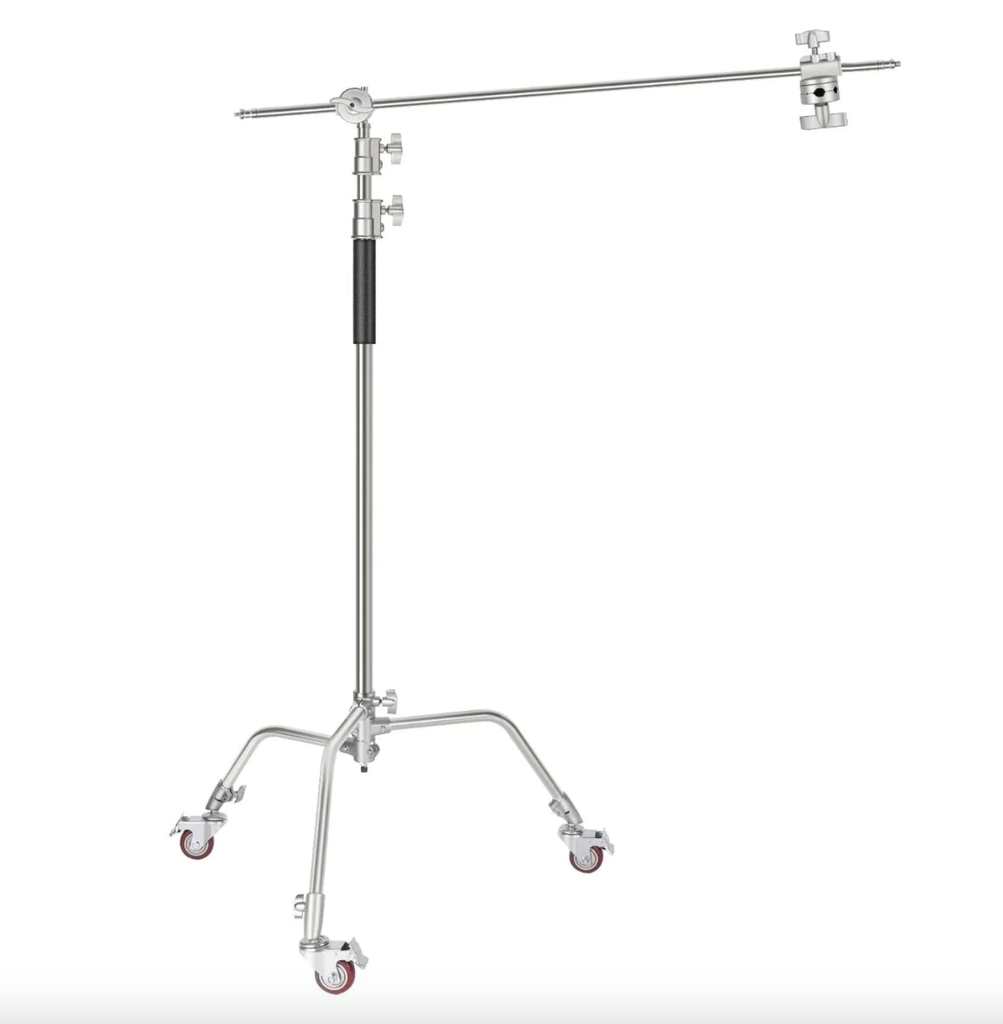 NEEWER SC330W Pro 100% Metal C-Stand Light Stand with Wheels, Max. Height 10.8ft/330cm Adjustable Reflector Stand with 4ft/120cm Boom Arm & 3 Pulleys for Photo Studio Video Reflector, Monolight, etc 10098082