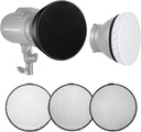 Neewer 7 inch Standard Reflector with Soft Diffuser and 20/40/60 Degree Honeycomb Grids (10096050)