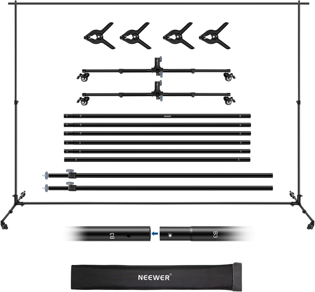 Neewer Upgraded 3 x 2.1m Chroma Key Backdrop Stand with Casters (10104401)