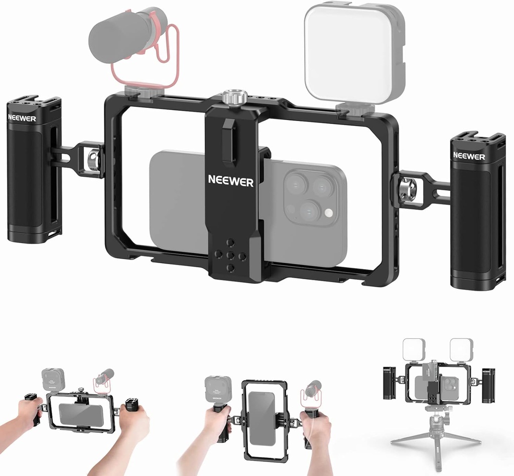 NEEWER Upgraded Phone Rig Vlogging Kit, Video Stabilizer with Dual Handle 10102123
