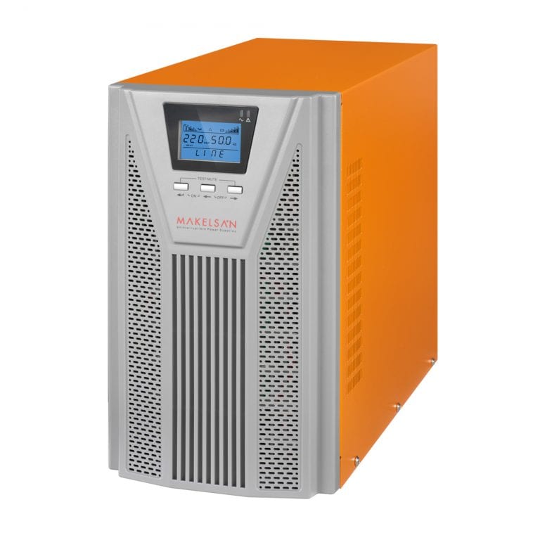 3kVA Makelsan PowerPack Online UPS as:Online Double Conversion, Single phase in / single phase out , 5-minute backup time @ Full load, 6x7ah/12V.