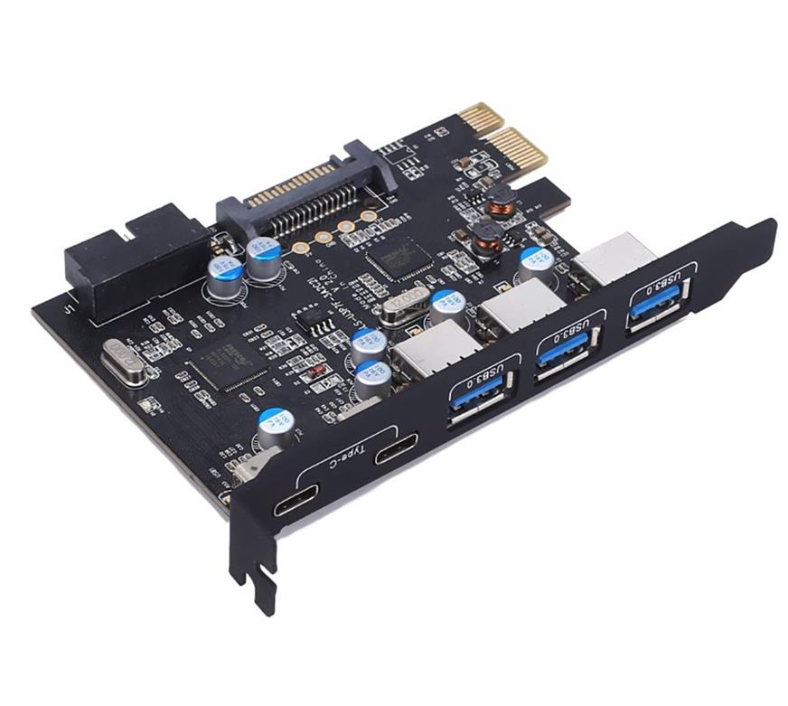 PCI Express Card with 3x USB 3.0 + 2x USB-C (USB 3.1) Ports