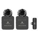 PULUZ PU647B Wireless Lavalier Microphone for iPhone/iPad (Lightning, Dual Mic)