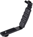 PULUZ Universal Camera Grip L-Shape Bracket Handheld Grip Holder with Dual Side Cold Shoe Mounts for Video Light Flash DSLR Holder Camcorder PU3011