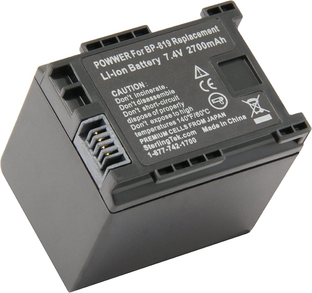 Replacement Battery for Canon BP-819 – Rechargeable Lithium-ion Camcorder Battery