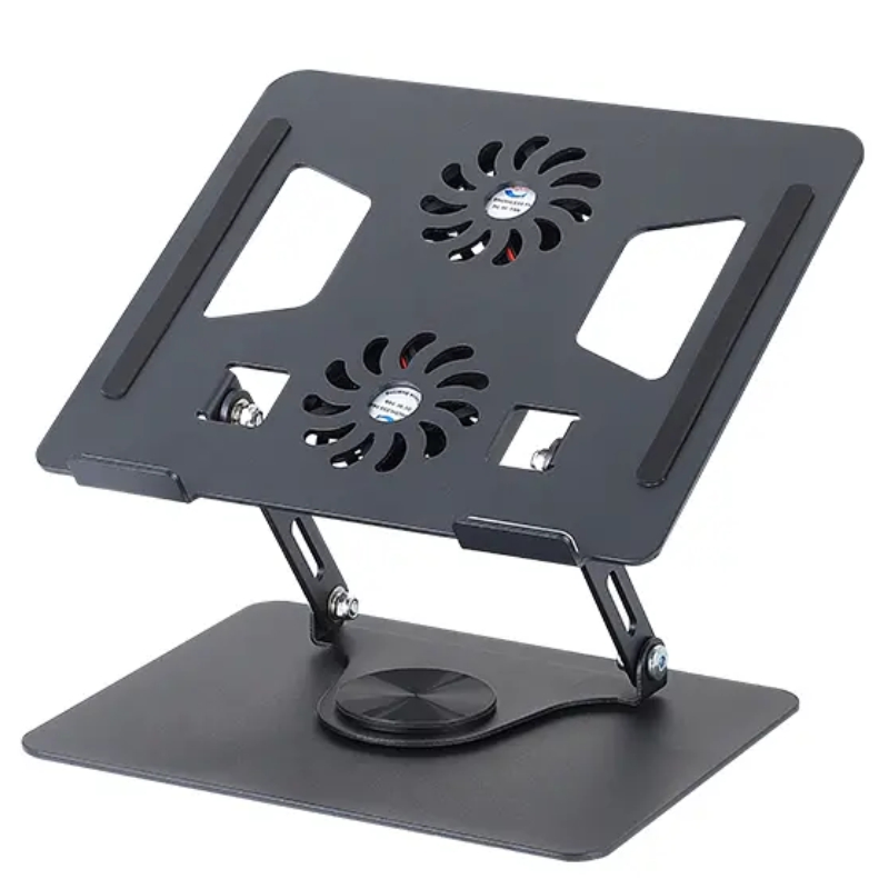 Rotating Aluminium Laptop Stand YL-906 with Dual Cooling Fans (up to 15.6", Black)
